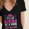 Super Proud Mom Of 2025 Graduate Senior Graduation Family Women's Jersey Short Sleeve Deep V-Neck Tshirt