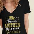 Super Proud Mother Of 2025 Graduate Senior Graduation Family Women's Jersey Short Sleeve Deep V-Neck Tshirt