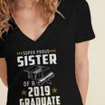 Super Proud Sister Of A 2019 Graduate Shirt Graduation Women's Jersey Short Sleeve Deep V-Neck Tshirt
