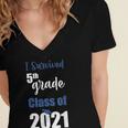 I Survived 5th Grade Class Of 2021 Quarantined Graduation 2 Women's Jersey Short Sleeve Deep V-Neck Tshirt