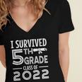 I Survived 5th Grade Class Of 2022 Graduation Student Women's Jersey Short Sleeve Deep V-Neck Tshirt