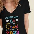 I Survived 5th Grade Graduation Class 2023 Elementary Women's Jersey Short Sleeve Deep V-Neck Tshirt