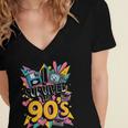 I Survived The 90s – Cute Retro Cartoon Nostalgia Women's Jersey Short Sleeve Deep V-Neck Tshirt