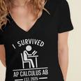 I Survived AP Calculus AB Graduation Senior 2025 Women's Jersey Short Sleeve Deep V-Neck Tshirt