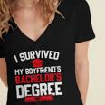I Survived My Boyfriend's Bachelor's Degree Graduation Women's Jersey Short Sleeve Deep V-Neck Tshirt