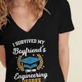 I Survived My Boyfriend's Engineering Degree Graduation Women's Jersey Short Sleeve Deep V-Neck Tshirt