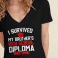 I Survived My Brother's High School Diploma Graduation Women's Jersey Short Sleeve Deep V-Neck Tshirt