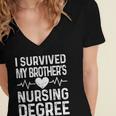 I Survived My Brother's Nursing Degree School Graduation Women's Jersey Short Sleeve Deep V-Neck Tshirt