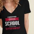 I Survived Catholic School Shirt Catholic Graduation Women's Jersey Short Sleeve Deep V-Neck Tshirt