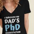 i Survived My Dad's Phd Dissertation College Graduation 2021 Women's Jersey Short Sleeve Deep V-Neck Tshirt