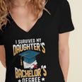i Survived My Daughters Bachelor's Degree Graduation Gifts Women's Jersey Short Sleeve Deep V-Neck Tshirt