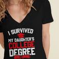I Survived My Daughter's College Degree College Graduation Women's Jersey Short Sleeve Deep V-Neck Tshirt