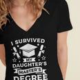 I Survived My Daughter's Master's Degree Graduation Women's Jersey Short Sleeve Deep V-Neck Tshirt