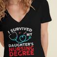 I Survived My Daughter's Nurse Degree School Graduation Women's Jersey Short Sleeve Deep V-Neck Tshirt