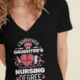 I Survived My Daughter's Nursing Degree School Graduation Women's Jersey Short Sleeve Deep V-Neck Tshirt