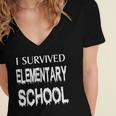 I Survived Elementary School Graduation Shirt T-Shirt Women's Jersey Short Sleeve Deep V-Neck Tshirt
