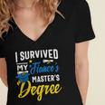 i Survived My Fiance's Masters Degree Graduation Gifts Women's Jersey Short Sleeve Deep V-Neck Tshirt