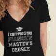 i Survived My Fiances Masters Degree Graduation Mastered It Women's Jersey Short Sleeve Deep V-Neck Tshirt