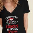 i Survived My Fiance's Nursing Degree Graduation Gifts Women's Jersey Short Sleeve Deep V-Neck Tshirt