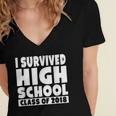 I Survived High School Class Of 2018 Graduation Women's Jersey Short Sleeve Deep V-Neck Tshirt