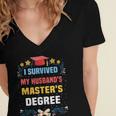 I Survived My Husband's Masters Degree Graduation Women's Jersey Short Sleeve Deep V-Neck Tshirt