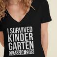 I Survived Kindergarten Class Of 2018 Graduation Shirt Women's Jersey Short Sleeve Deep V-Neck Tshirt