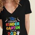 I Survived Kindergarten Graduation 2025 Graduate Boys Girls Women's Jersey Short Sleeve Deep V-Neck Tshirt