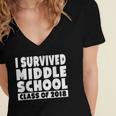 I Survived Middle School Class Of 2018 Graduation Women's Jersey Short Sleeve Deep V-Neck Tshirt