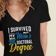 i Survived My Moms Doctoral Degree Graduation Gifts Women's Jersey Short Sleeve Deep V-Neck Tshirt