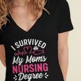 I Survived My Mom's Nursing Degree Nurse Graduation Women's Jersey Short Sleeve Deep V-Neck Tshirt