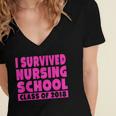 I Survived Nursing School Class Of 2018 Graduation Shirt Women's Jersey Short Sleeve Deep V-Neck Tshirt