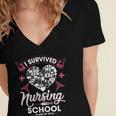I Survived Nursing School Class Of 2018 Graduation T-Shirt Women's Jersey Short Sleeve Deep V-Neck Tshirt
