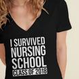 I Survived Nursing School Class Of 2018 RN Graduation Shirt Women's Jersey Short Sleeve Deep V-Neck Tshirt