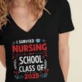 I Survived Nursing School Class Of 2025 Nurse Graduation Women's Jersey Short Sleeve Deep V-Neck Tshirt