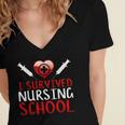 I Survived Nursing School Graduation Cool Women's Jersey Short Sleeve Deep V-Neck Tshirt