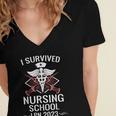 I Survived Nursing School LPN Class Of 2023 Nurse Graduation Women's Jersey Short Sleeve Deep V-Neck Tshirt