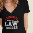 I Survived My Partner's Law Degree Graduation Shirt Women's Jersey Short Sleeve Deep V-Neck Tshirt
