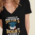 i Survived My Sisters Bachelor's Degree Graduation Gifts Women's Jersey Short Sleeve Deep V-Neck Tshirt