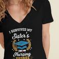 I Survived My Sister's Nursing Degree Graduation Women's Jersey Short Sleeve Deep V-Neck Tshirt