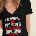 I Survived My Son's High School Diploma Graduation Women's Jersey Short Sleeve Deep V-Neck Tshirt
