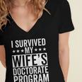 i Survived My Wife Doctorate Program PHD Wife Graduation Women's Jersey Short Sleeve Deep V-Neck Tshirt