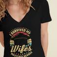 Survived My Wife's Master's Degree College Graduation Women's Jersey Short Sleeve Deep V-Neck Tshirt