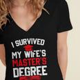 I Survived My Wife's Master's Degree Graduation Women's Jersey Short Sleeve Deep V-Neck Tshirt