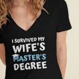 i Survived My Wifes Masters Degree MBA College Graduation Women's Jersey Short Sleeve Deep V-Neck Tshirt