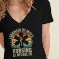 I Survived My Wife's Nursing Degree Nursing Graduation Women's Jersey Short Sleeve Deep V-Neck Tshirt