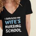 i Survived My Wifes Nursing School Degree Graduation Party Women's Jersey Short Sleeve Deep V-Neck Tshirt