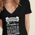 Survivor Of My Daughter's Master Degree Masters Graduation Women's Jersey Short Sleeve Deep V-Neck Tshirt