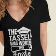 The Tassel Was Worth The Hassle Graduation Class Women's Jersey Short Sleeve Deep V-Neck Tshirt