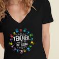Teacher Of Tiny Humans Preschool Kindergarten Graduation Women's Jersey Short Sleeve Deep V-Neck Tshirt