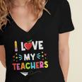 Teens Graduation I Heart My Teacher I Love My Teachers Women's Jersey Short Sleeve Deep V-Neck Tshirt